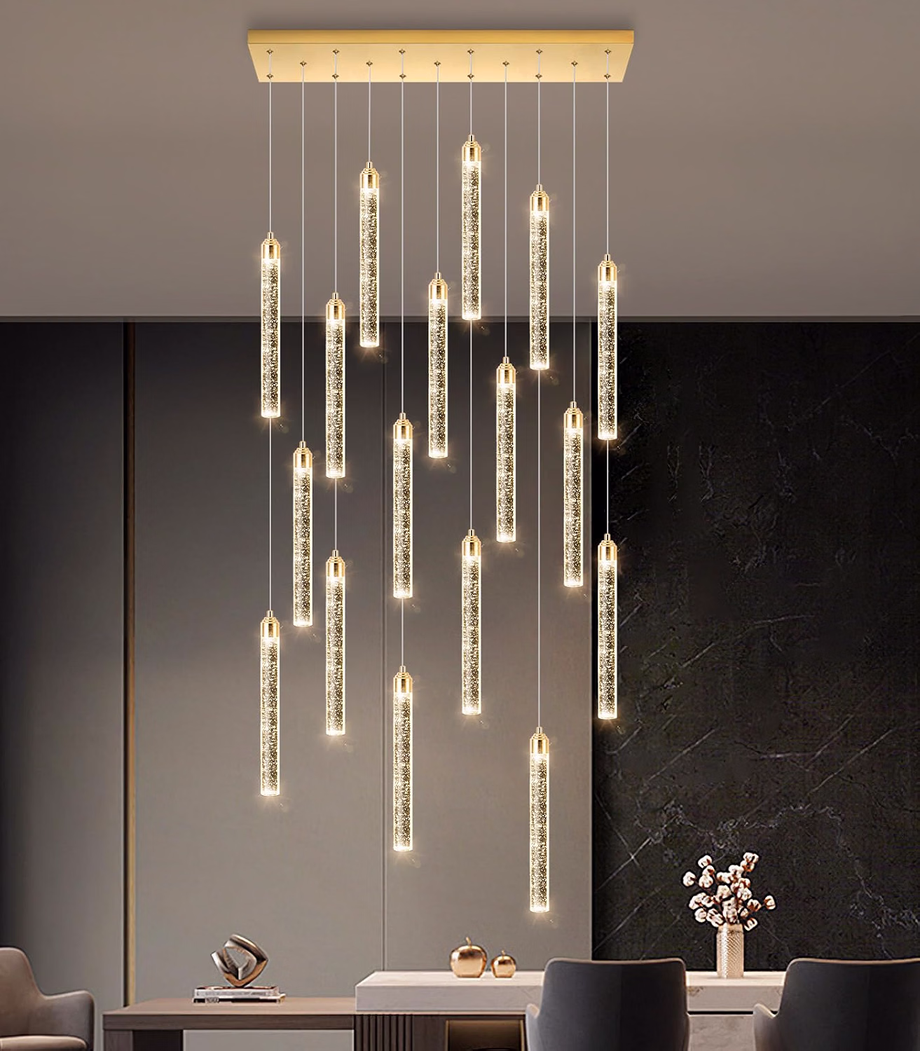 Modern Crystal Pendants Lighting Mini Chandelier for Kitchen Island LED Dimmable Ceiling Handing Lighting Adjustable Flush Mount Ceiling Light for Dining Room Hallway - Image 5