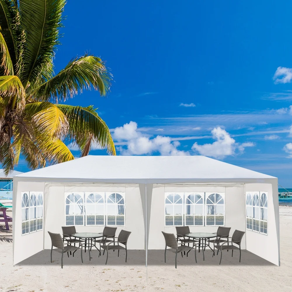 10'X20' Outdoor Party Tent with 4 Removable Sidewalls, Waterproof Canopy Patio Wedding Gazebo, White - Image 2