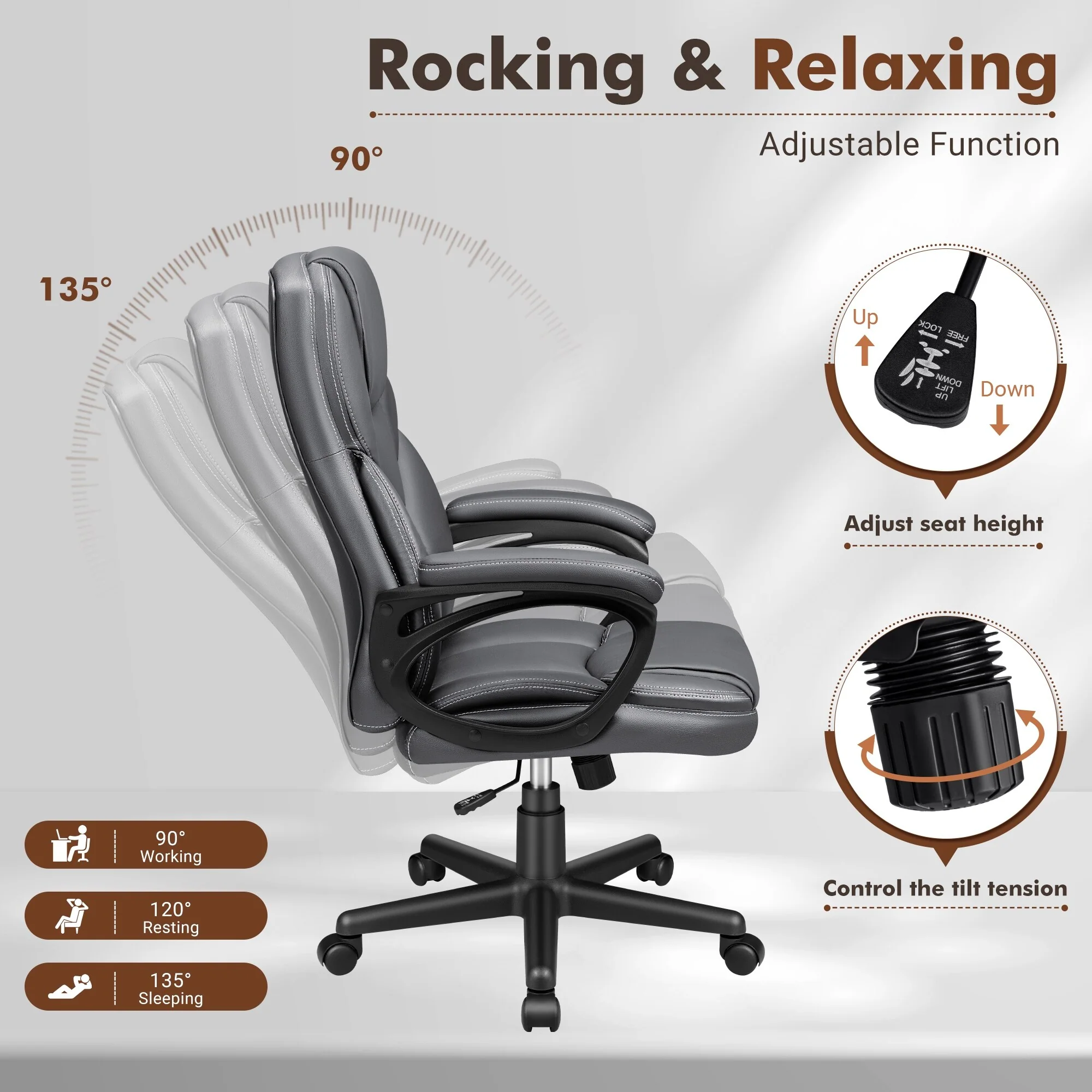 High Back Executive Office Chair, Ergonomic Computer Desk Chair for Home and Office - Image 19