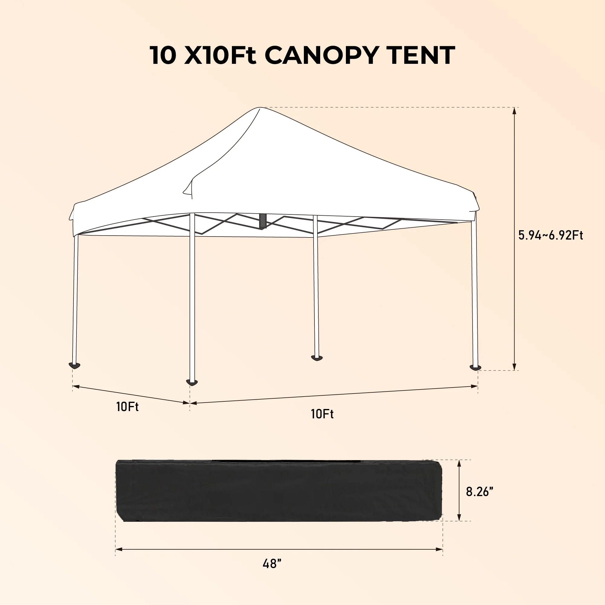 IVV 10x10FT Pop Up Canopy Tent, Outdoor Instant Slant Legs Gazebo Shelter with Carrying Bag, Portable for Patio Deck Garden and Beach - Blue - Image 4