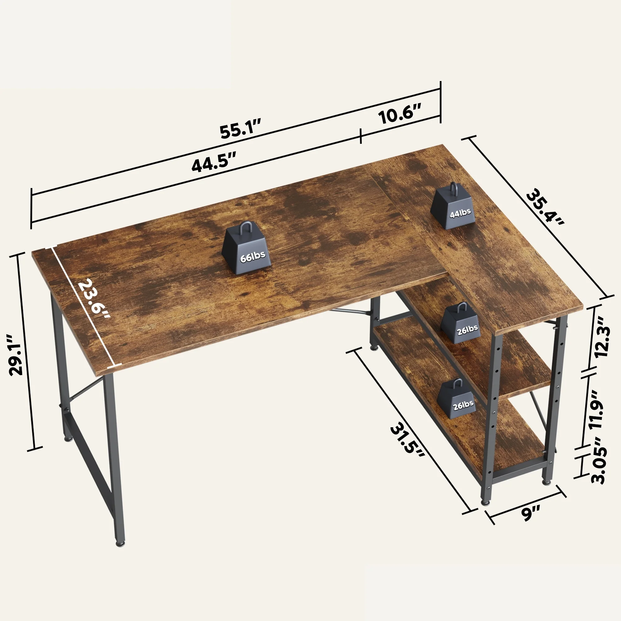 Small L Shaped Computer Desk with Storage Shelves, Compact Corner Workstation for Home Office and Study - Image 109