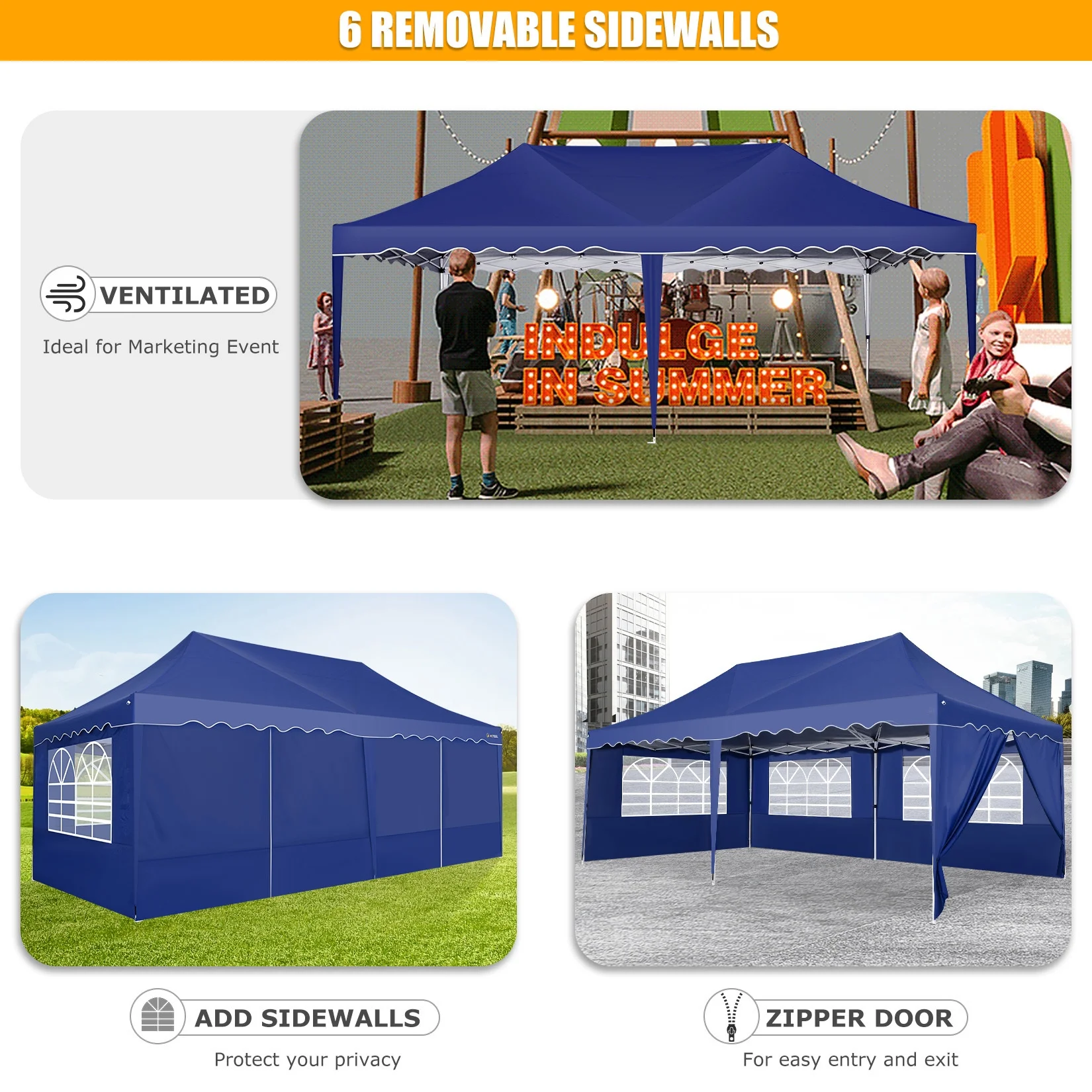 HOTEEL Canopy 10'x20' Pop Up Canopy Tent Heavy Duty Waterproof Adjustable Commercial Instant Canopy Outdoor Party Canopy Parties,Wedding,Outside Patio,Event,Backyard,White - Image 45