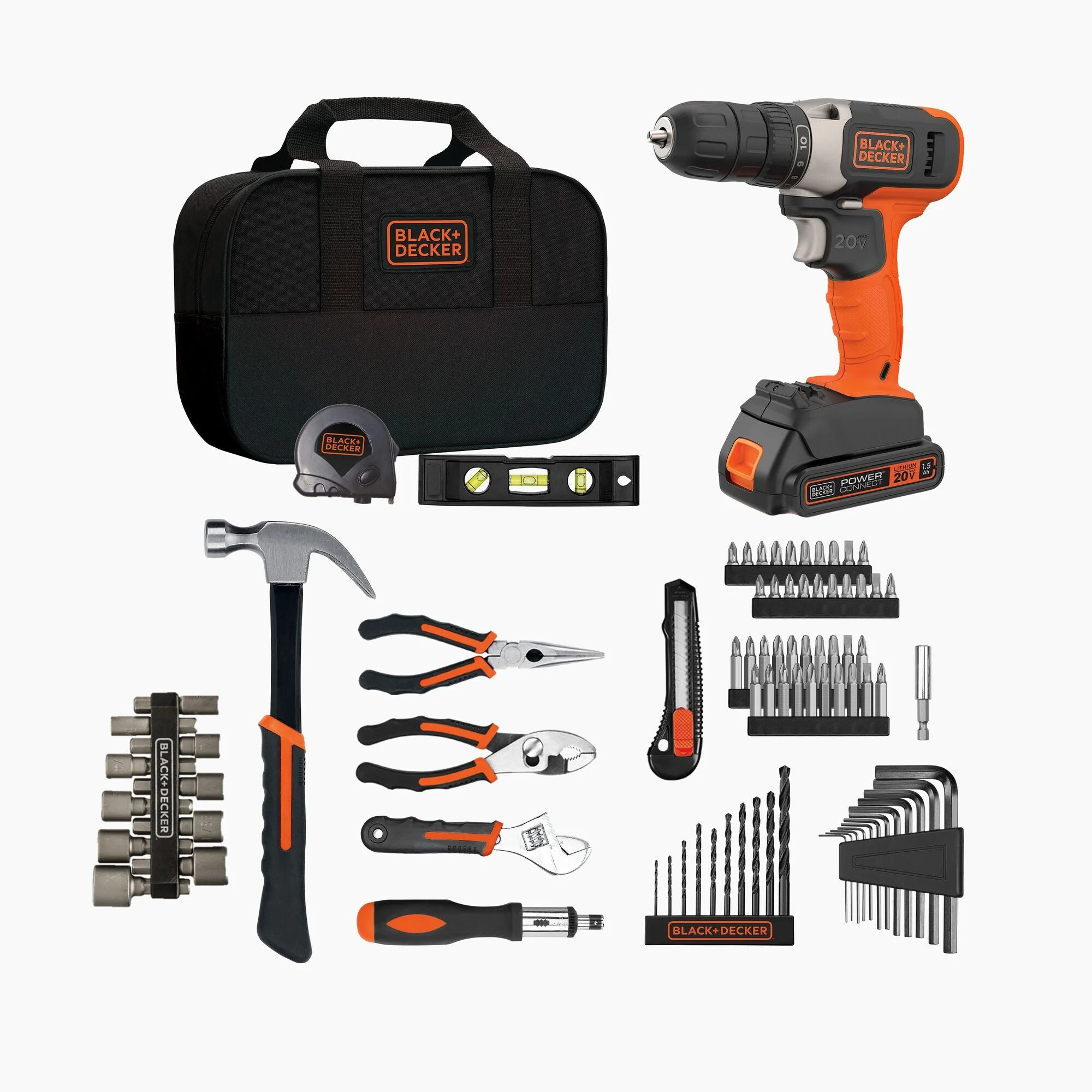 BLACK+DECKER 20V Drill/Driver, 1.5Ah, 83 Piece Set, Battery and Charger Included - Image 16
