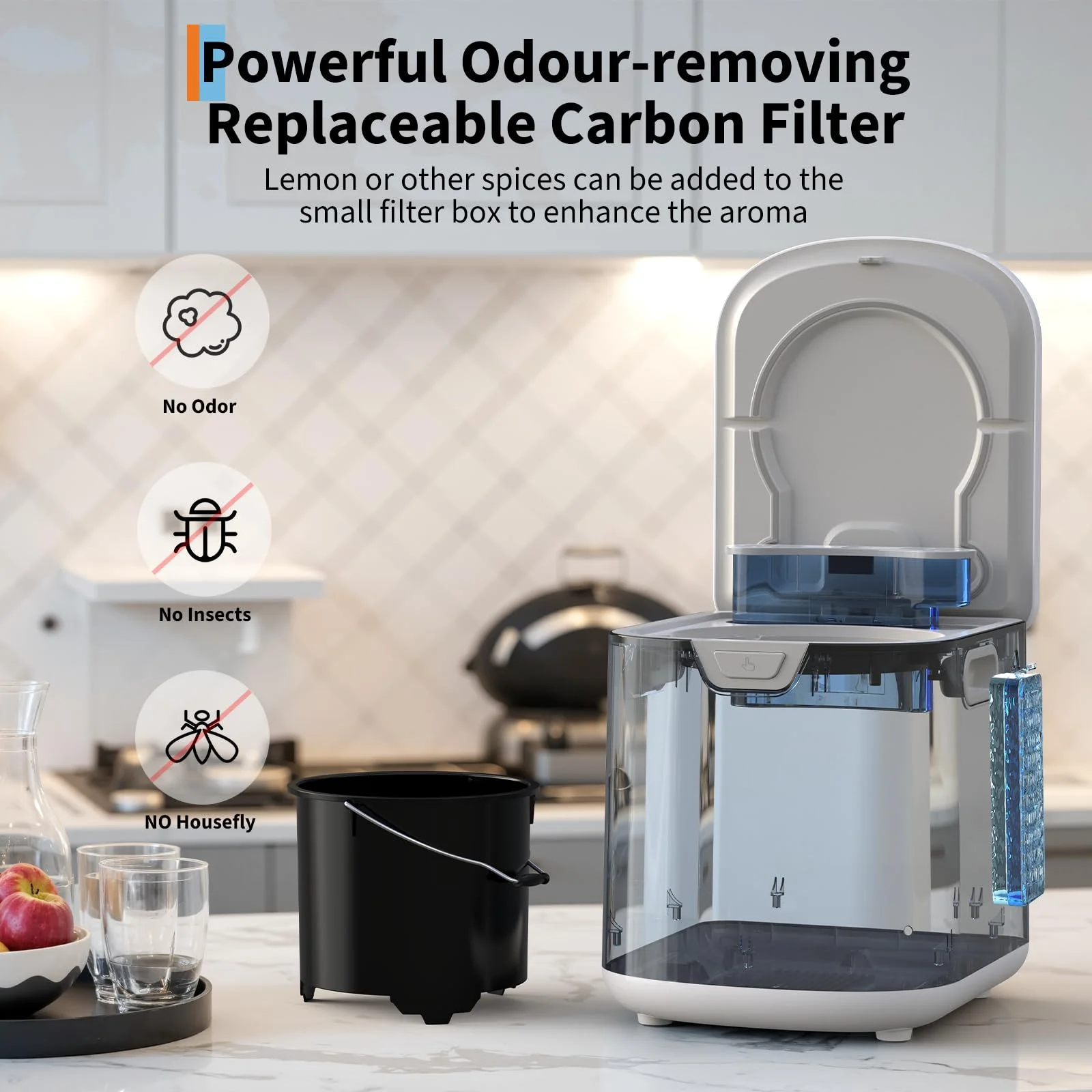 Danolapsi 3.5L Electric Kitchen Composter Smart Odorless Compost Bin Auto-Cleaning,Countertop Food Waste Composting Machine -Fast 4-6H Food Waste to Fertilizer Conversion for Outdoor Use - Image 5