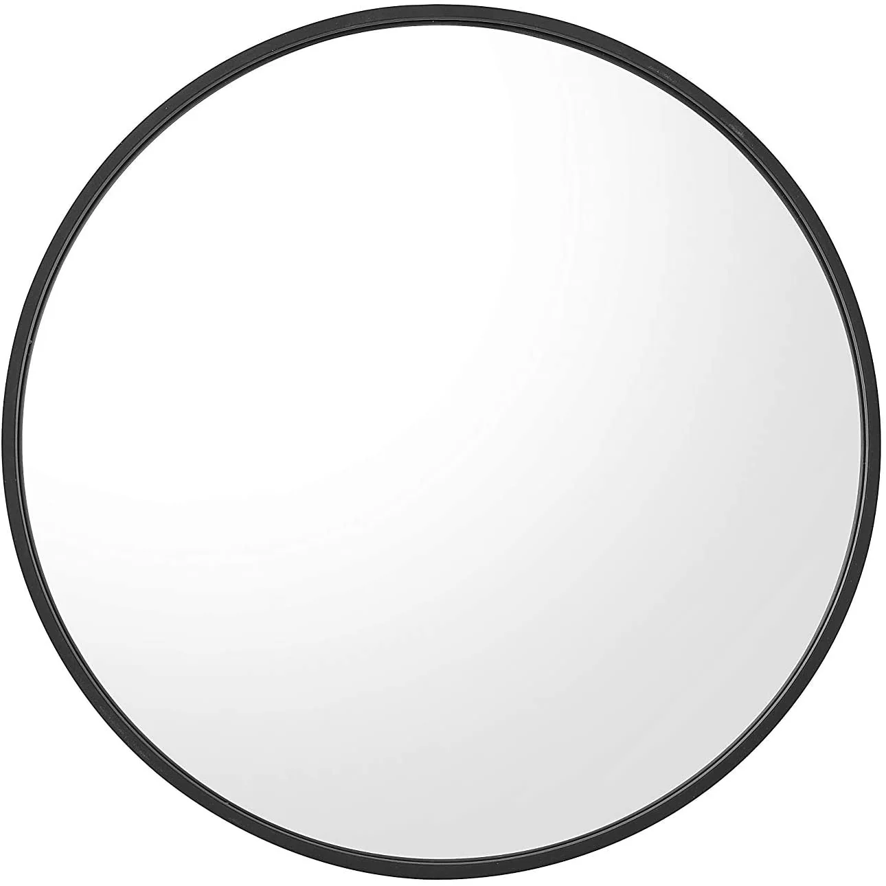 Modern Round Aluminum Wall Mirror, Decorative Circular Metal Frame Mirror for Living Room, Bedroom and Entryway