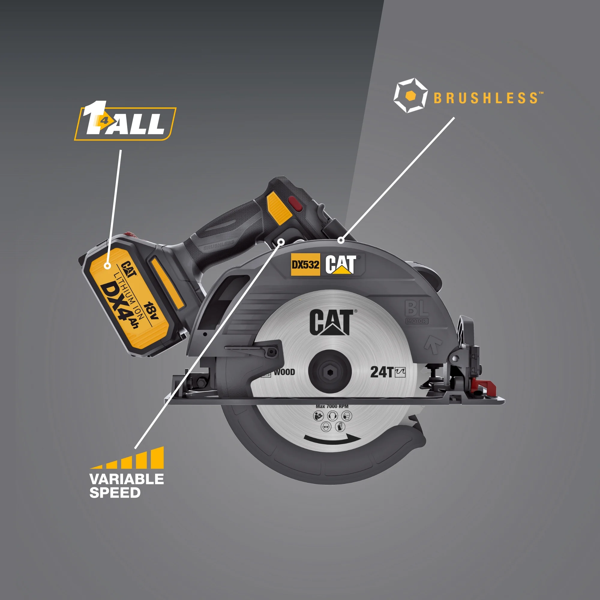 Caterpillar Cat? DX532 18V 1 FOR ALL 7-1/4- Cordless Circular Saw with Brushless Motor - Image 2