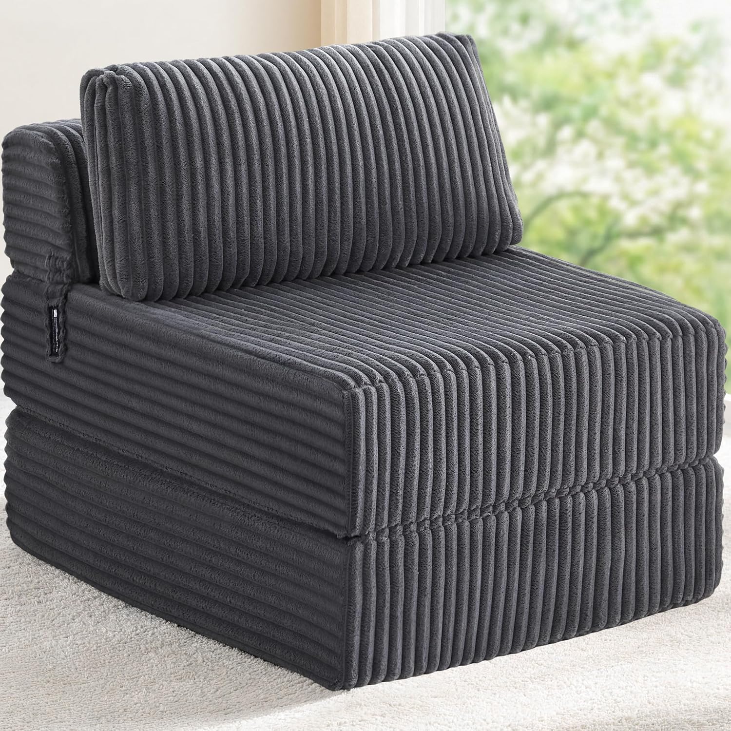 Folding Sofa Bed Convertible 4 in 1 Sleeper Chair Gray Single - Image 10