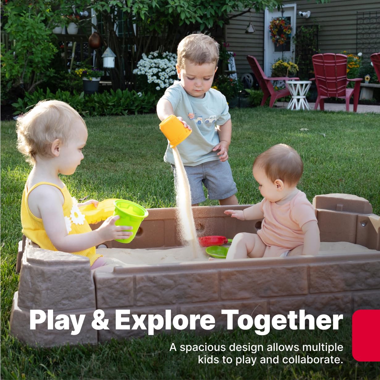 Kids Sandbox, Outdoor Sand Activity Sensory Play Pit for Children - Image 6
