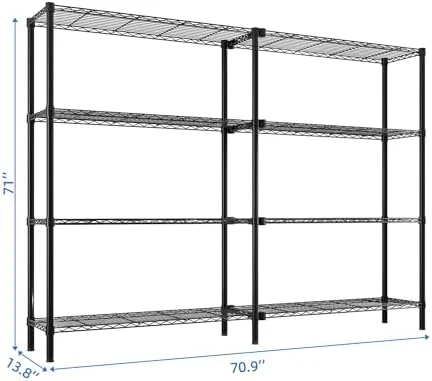 Tier Storage Shelves Standing Shelf Units NSF Wire Garage Organizer Heavy Duty Garage Shelving Unit L Shaped Clothes Rack for Corner Laundry Bathroom Kitchen Pantry Closet (Black, 4 Tire) - Image 3