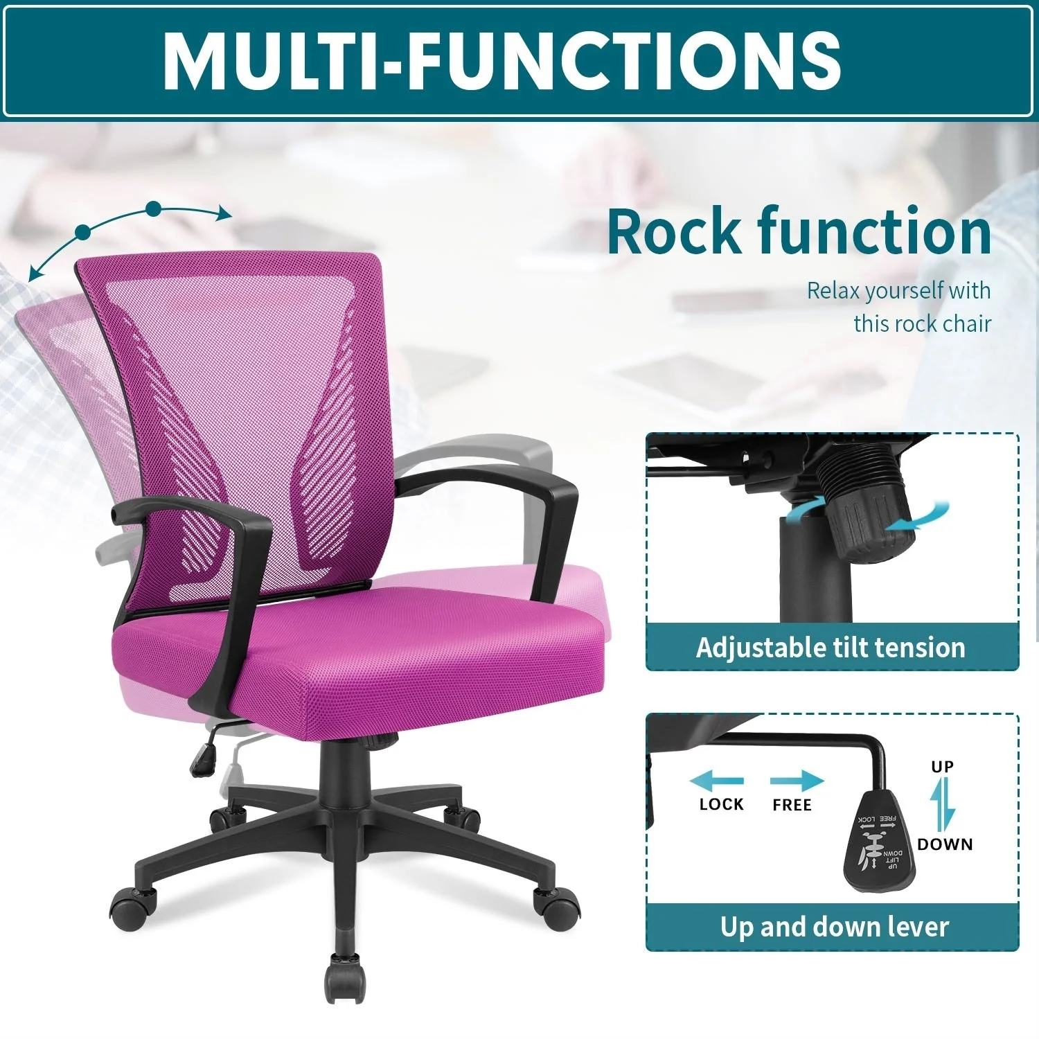 Ergonomic Mesh Office Chair with Lumbar Support, Breathable Computer Desk Chair - Image 31