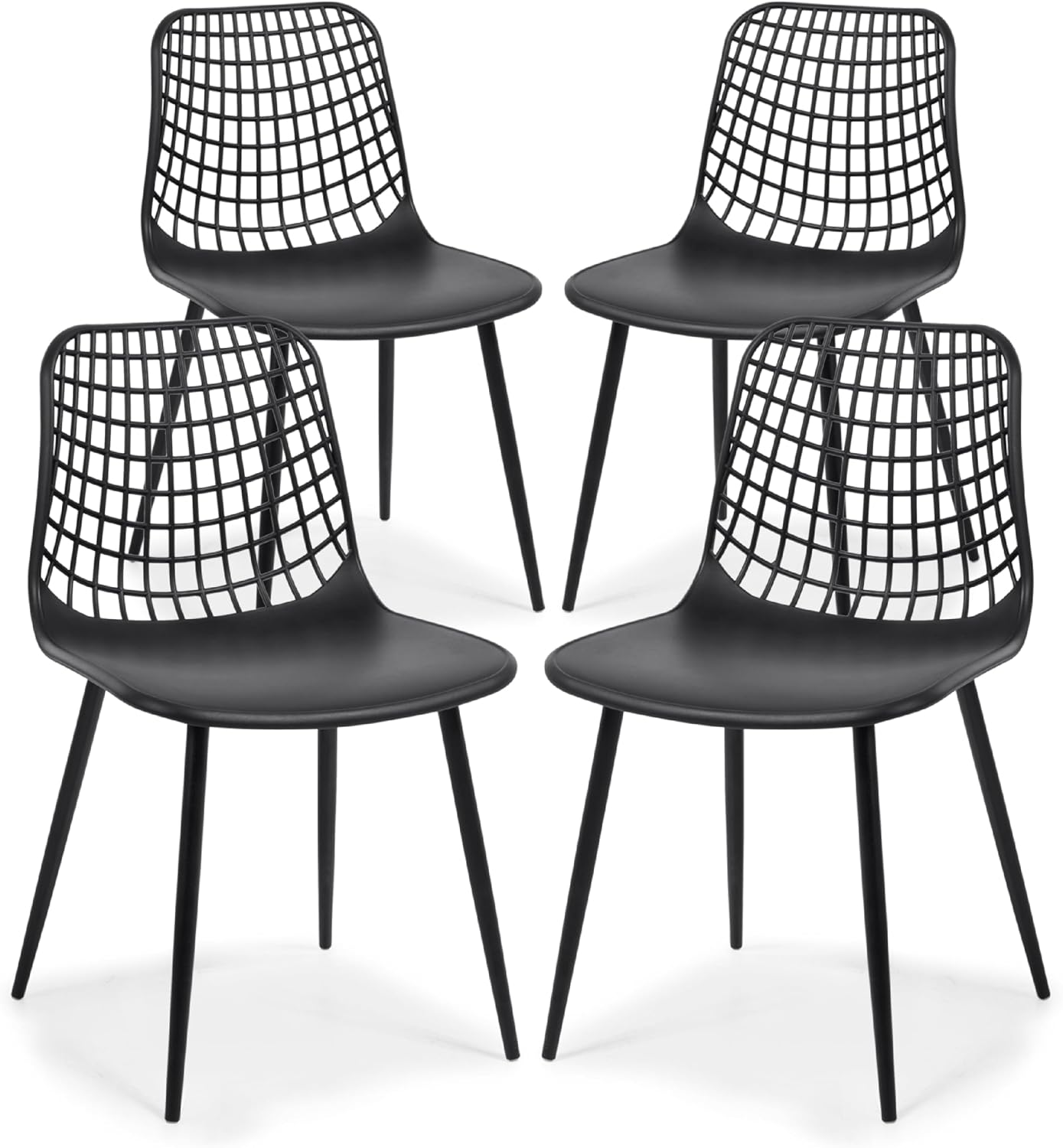 Isla Modern Kitchen Chairs Set of 4, Plastic Dining Chair with Metal Legs, Quick Assembly Simple Cafe Chairs Plastic for Indoor or Outdoor, Ocean Teal - Image 3