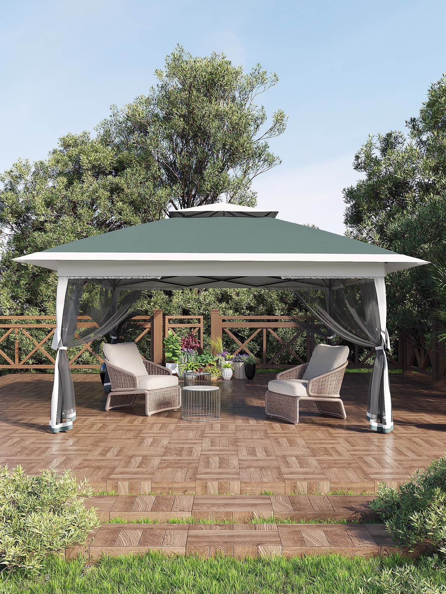 Accreate 13' X 13' Outdoor Patio Gazebo,Outdoor Canopy Tent with Mosquito Netting,Backyard Tent for Party, Wedding, Outdoor Dining, Patio, Backyard - Image 7