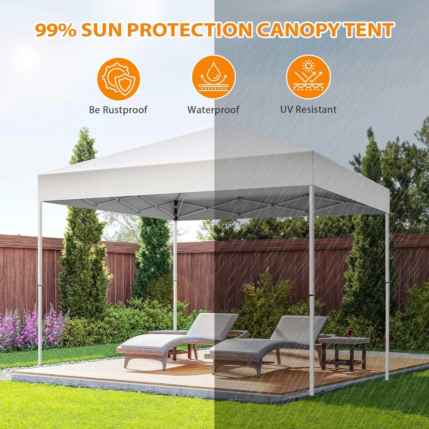 Puppys 10 X 10ft Pop Up Canopy Tent Easy Set up Outdoor Instant Straight Legs Portable Gazebo Shelter with Wheeled Bag for Camp Beach Patio and Garden (Blue) - Image 21