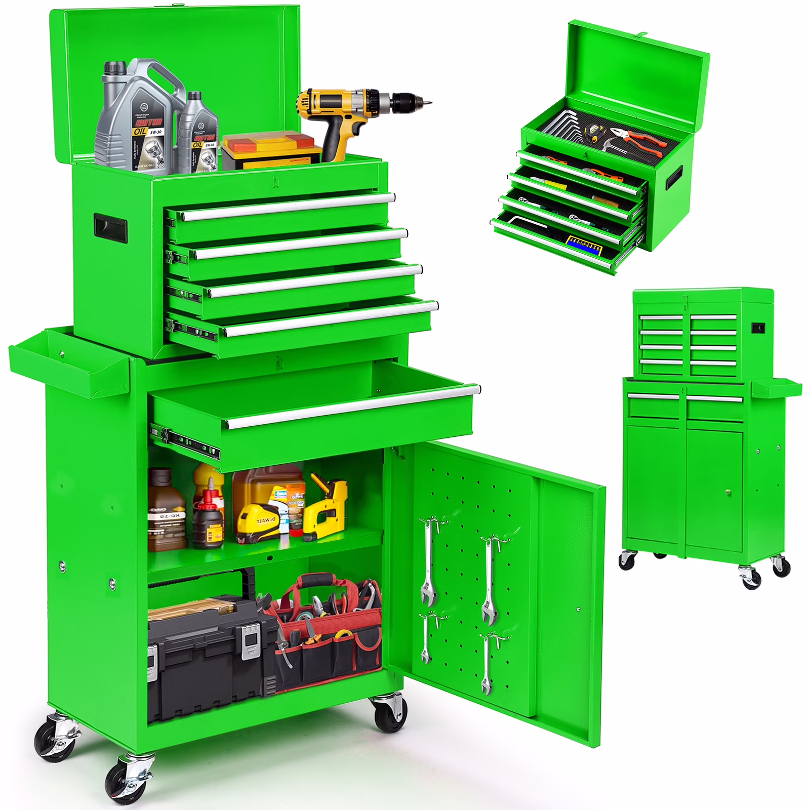 Artbros 8-Drawer Rolling Tool Chest, Large Tool Cabinet with Wheels, Detachable Toolbox Storage for Garage, Repair Shop, Workshop, Black - Image 5