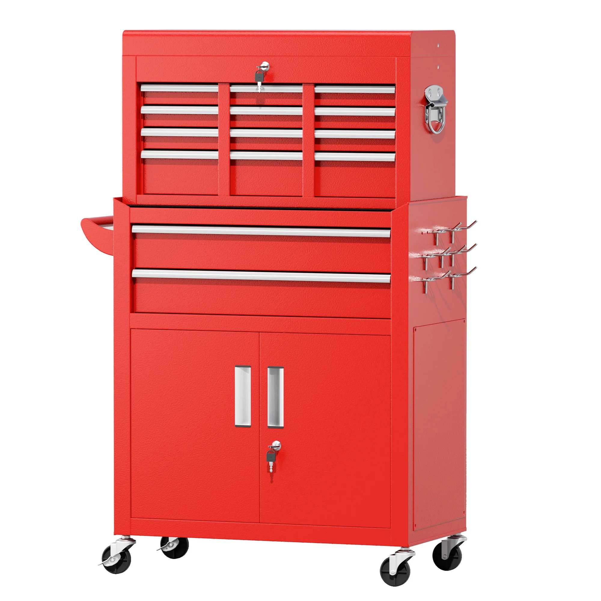 SUNCROWN 2-IN-1 Tool Chest, 8-Drawer Rolling Tool Chest with Hooks and Lockable Wheels,Metal Storage Detachable Top Tool Box with Lockable Wheels for Garage, Workshop, Art Studio(Black) - Image 54