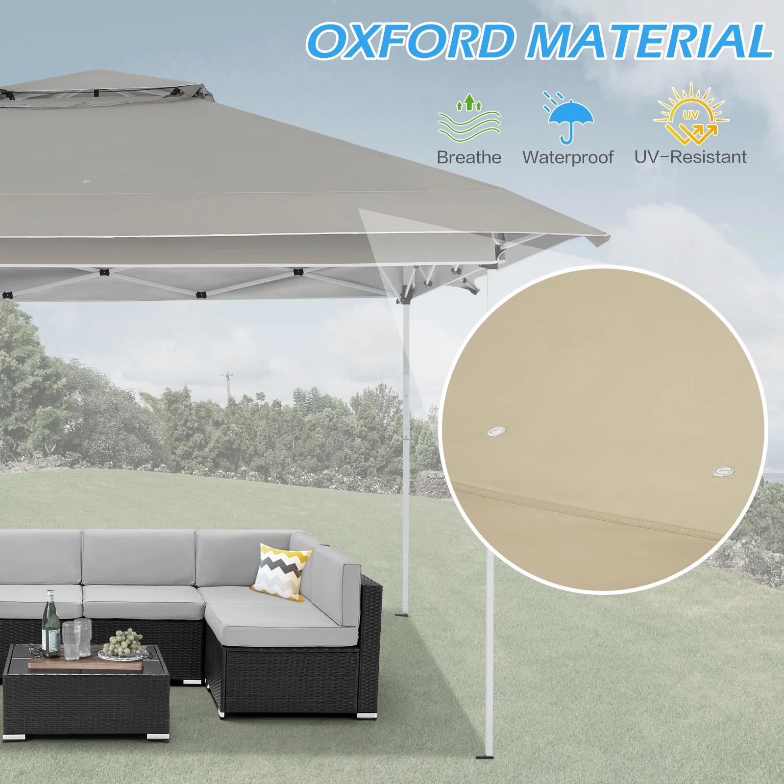 AVAWING 12x12 ft Outdoor Pop-up Canopy Party Tent Easy Setup Patio Wedding Tent, Khaki - Image 6