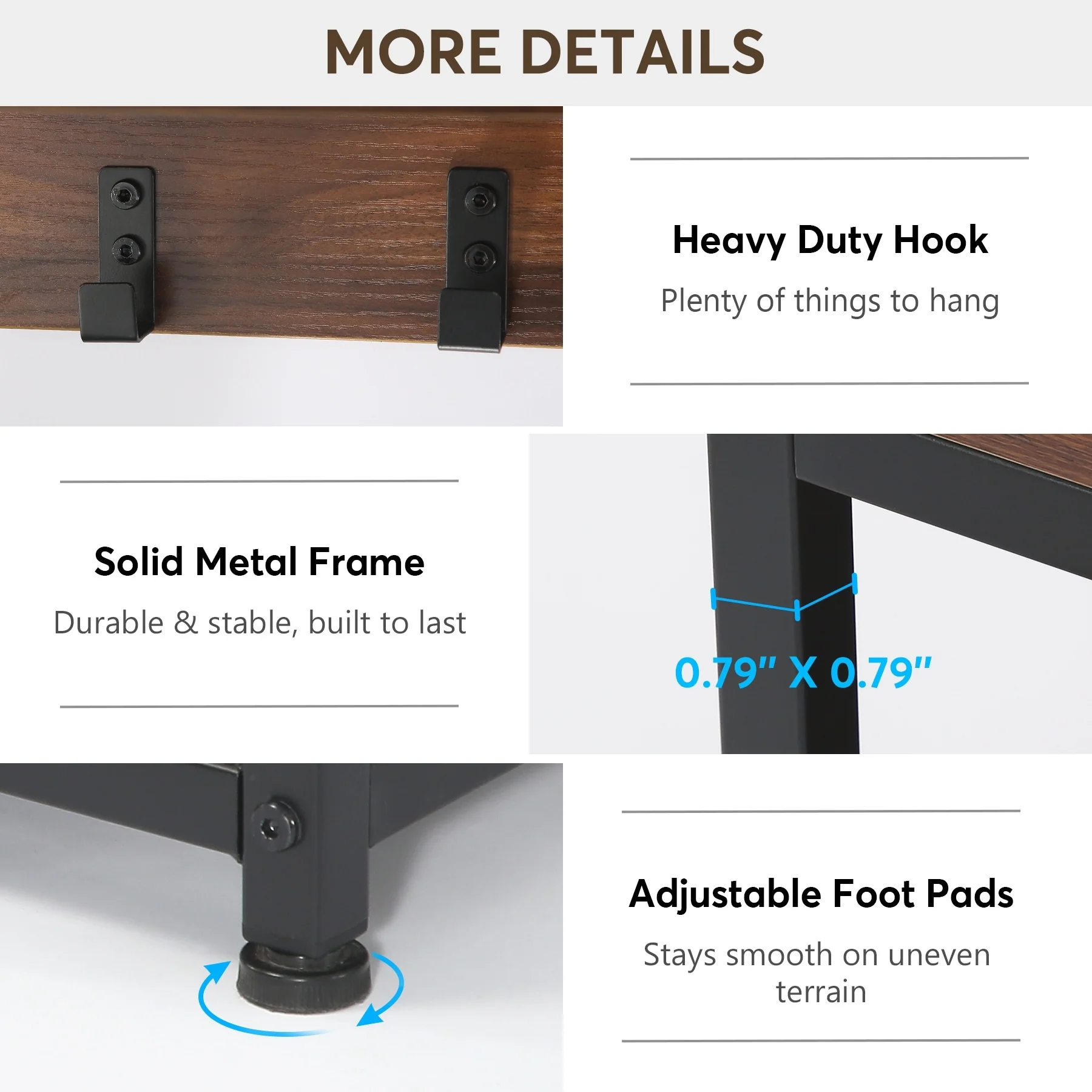 Entryway Coat Rack and Shoe Bench Set, Industrial Hall Tree with Coat and Shoe Storage - Image 21