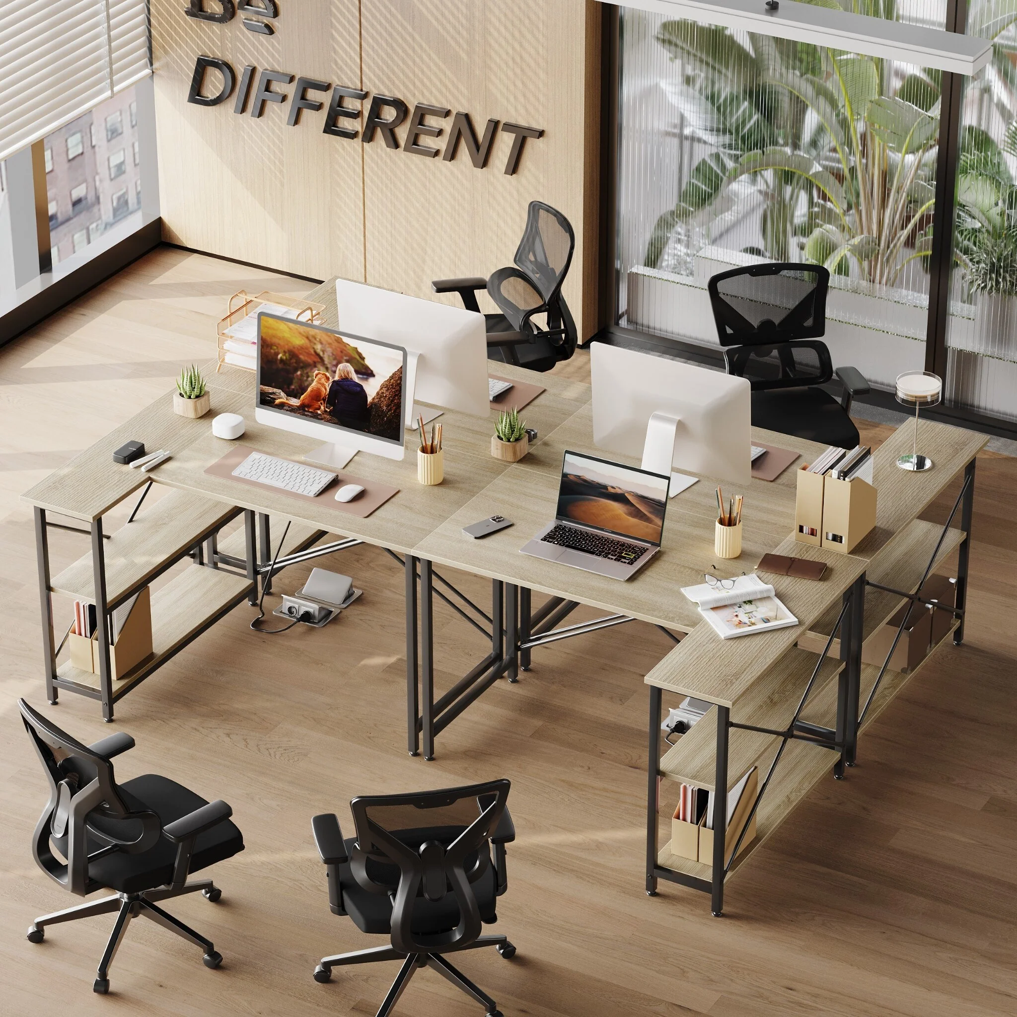 Small L Shaped Computer Desk with Storage Shelves, Compact Corner Workstation for Home Office and Study - Image 54