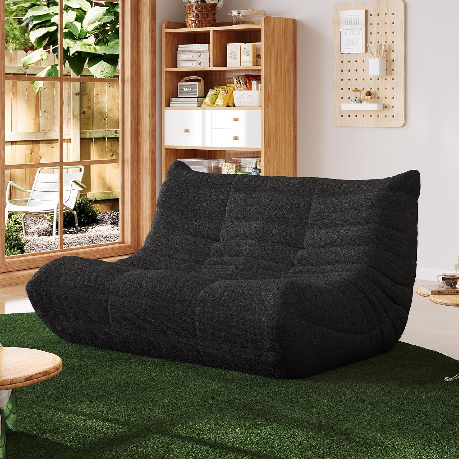 Bean Bag Chair for Adults, L-Shaped Memory Foam Togo Lounger, Green - Image 32