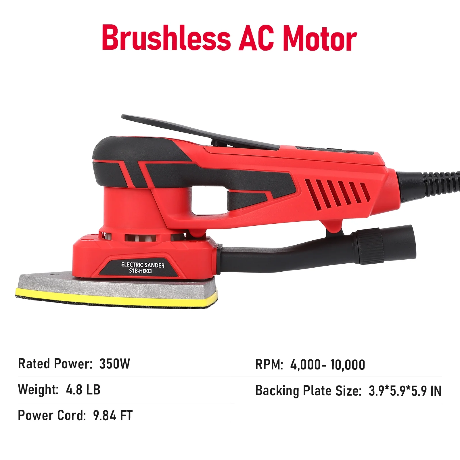 M optimized Electric Detail Sander with 12 Sanding Paper, 350W Brushless Motor Mouse Sander, Powerful & Low Vibration, 10000 RPM, for Wood Working, Polishing, Carpentry - Image 7