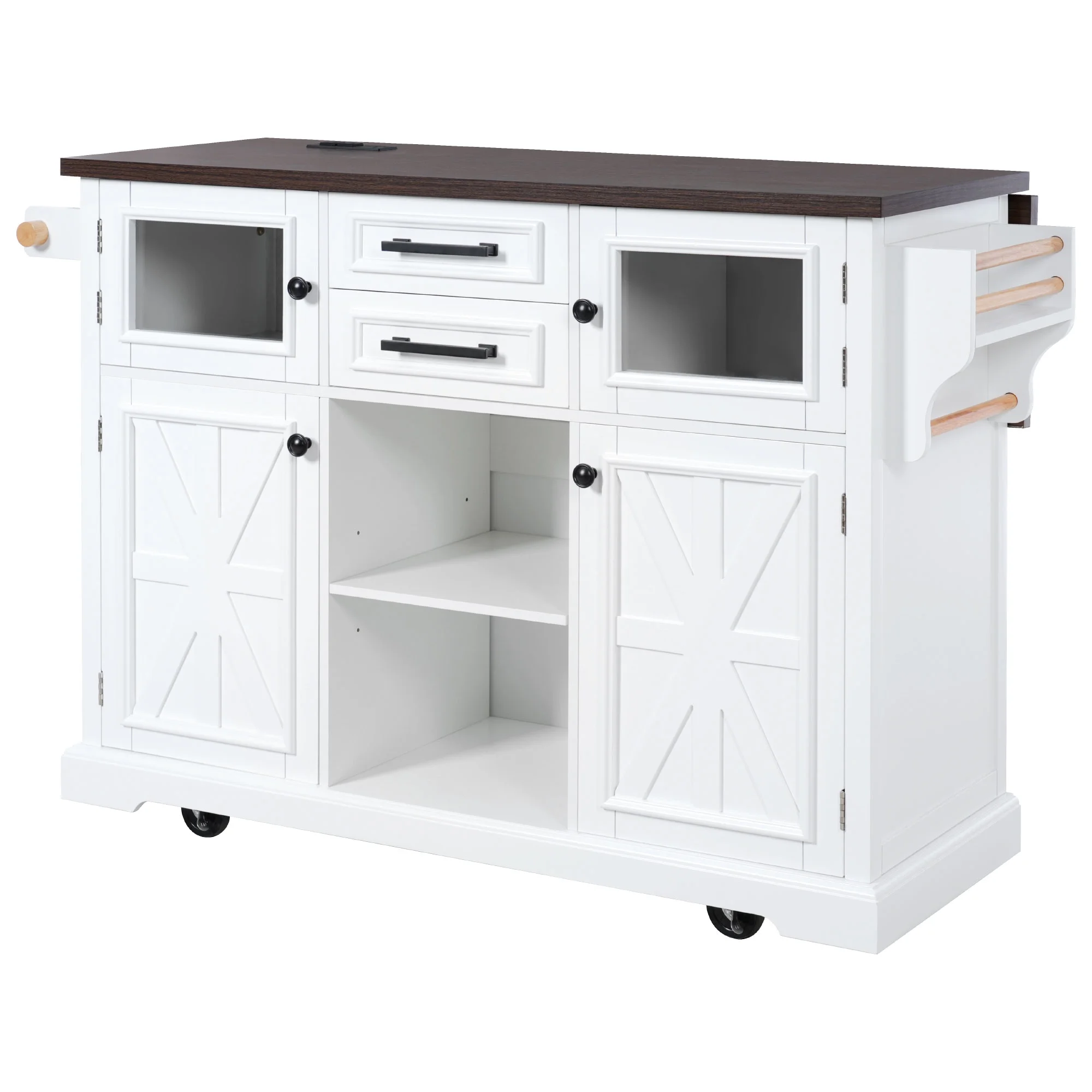 Homy Casa Rolling Garage Storage Cabinet with Drop Leaf, Charging Station for Office Gym, School - Image 8