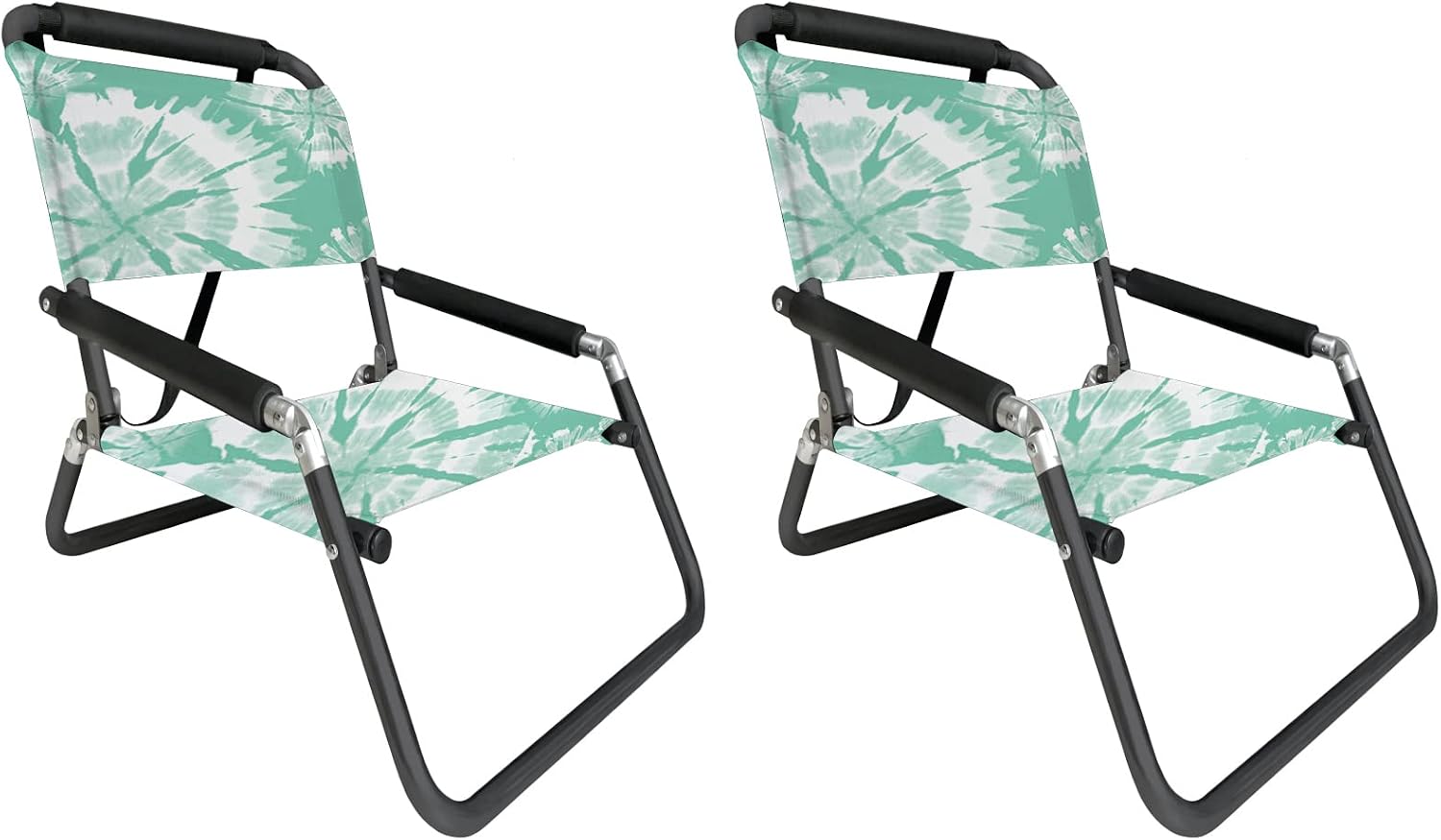Lightweight Portable Foldable Recliner Beach Chairs, with Slip Pockets and Shoulder Strap, 2 Pack, Black, XL - Image 7