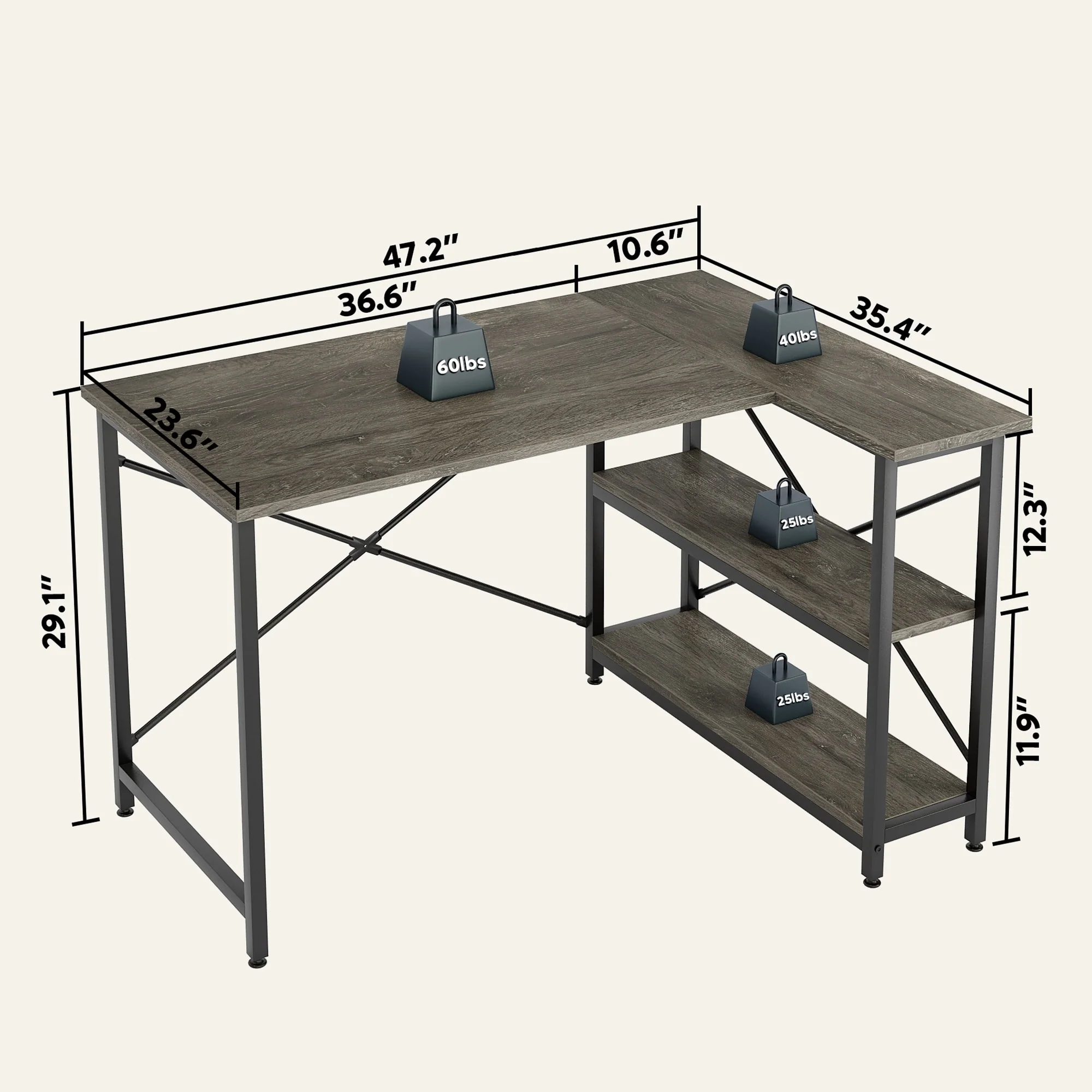 Small L Shaped Computer Desk with Storage Shelves, Compact Corner Workstation for Home Office and Study - Image 92