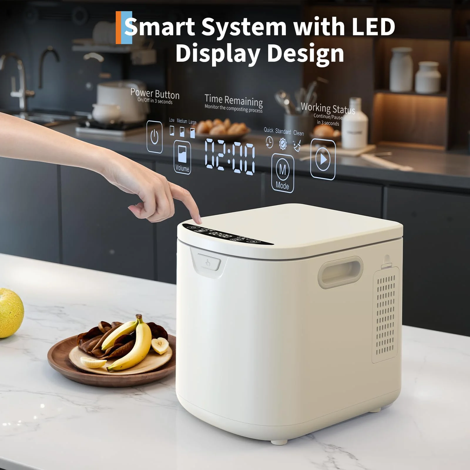 Danolapsi 3.5L Electric Kitchen Composter Smart Odorless Compost Bin Auto-Cleaning,Countertop Food Waste Composting Machine -Fast 4-6H Food Waste to Fertilizer Conversion for Outdoor Use - Image 3