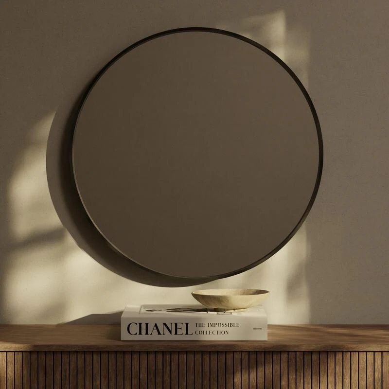 Classic Farmhouse Round Wall Mirror, Wooden Frame Decorative Accent Mirror for Living Room, Bedroom and Entryway - Image 82
