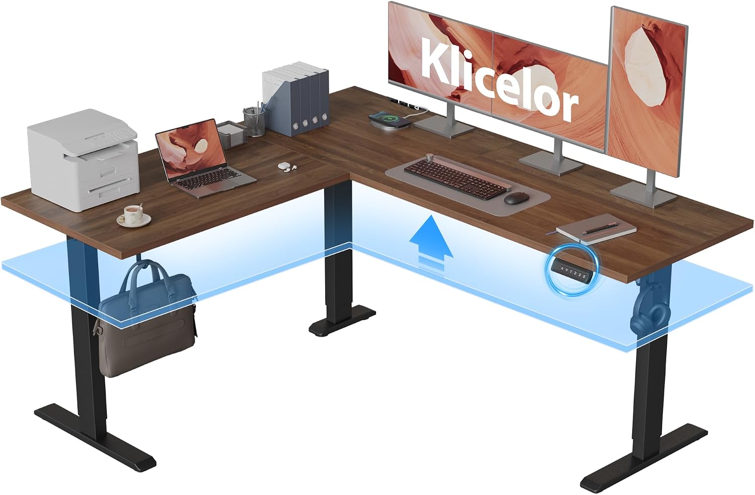 L Shaped Standing Desk 63 x 48 Inch, Electric Height Adjustable Corner Desk for Home Office Workstation, Ergonomic Sit to Stand Computer Table with Memory Controller, Rustic Brown - Image 22