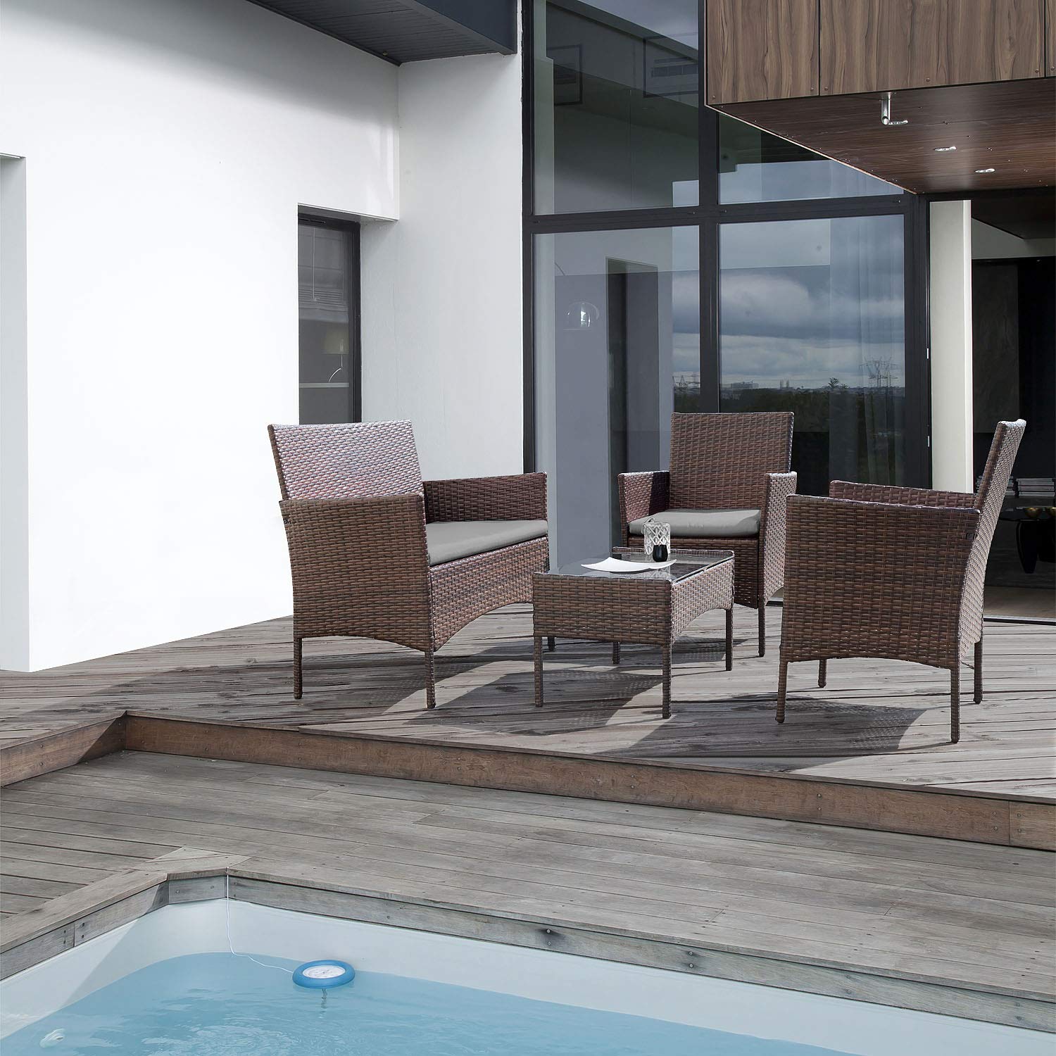 4-Piece Outdoor Patio Furniture Set, Rattan Wicker Chairs and Outdoor Seating Set - Image 17