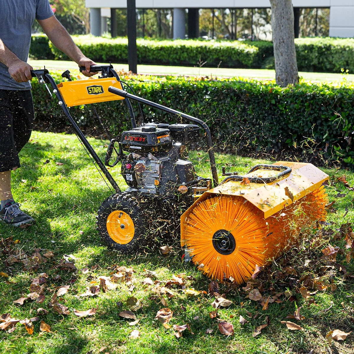 Stark 31" Walk Behind Gas Power Sweeper Dirt Debris Cleaning Path 196cc 7HP Gas Engine - for Leaves, Dirt, and Gravel - Image 7