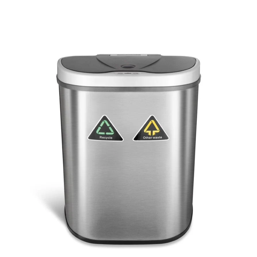 18 Gallon Dual Compartment Motion Sensor Trash Can, Automatic Hands-Free Kitchen Garbage Bin - Image 7
