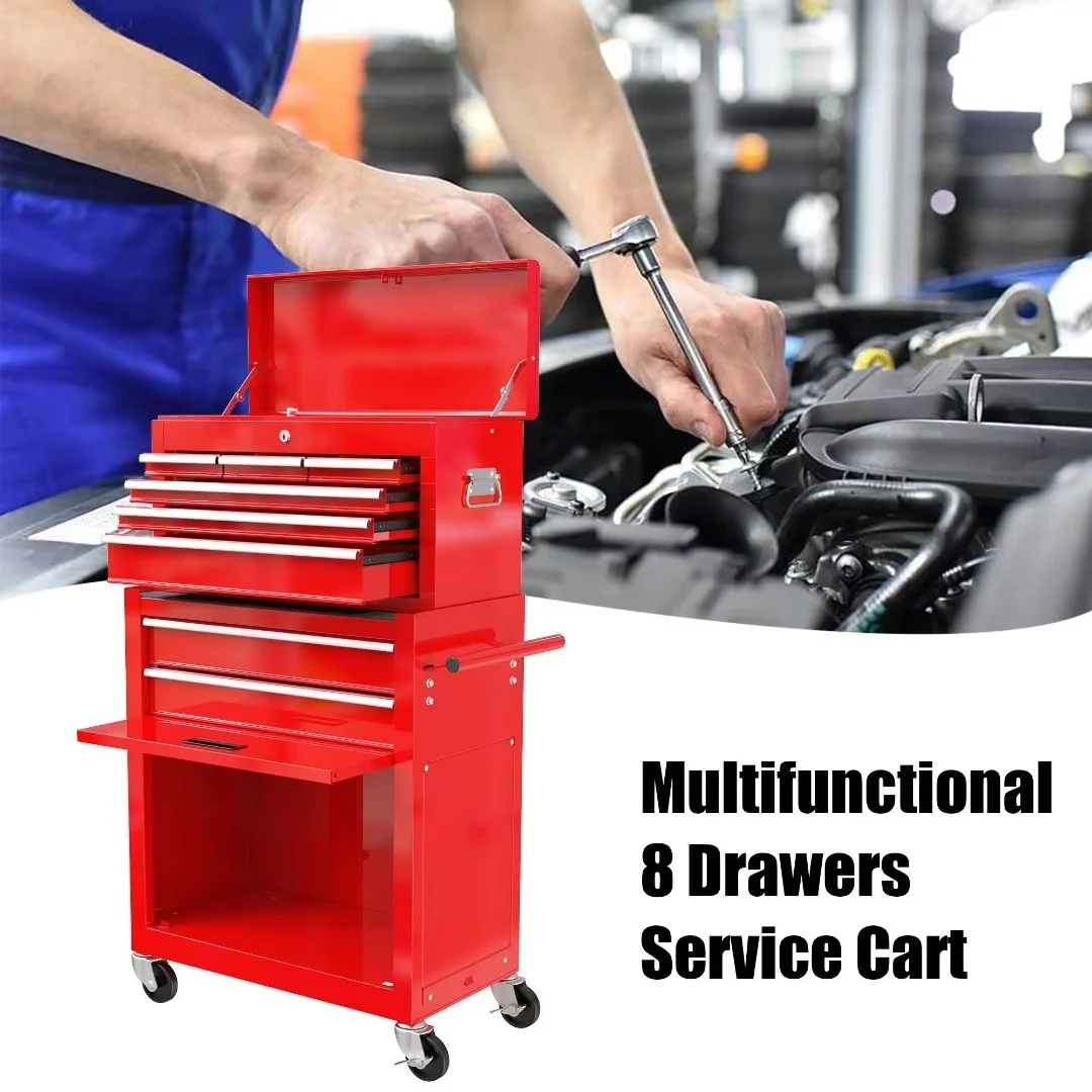 8-Drawer Rolling Tool Chest with Wheels, High Capacity Tool Storage Removable Tool Box Combo, Tool Storage Cabinet with Lockable Drawers, Toolbox for Workshop and Mechanics Garage, Blue - Image 9