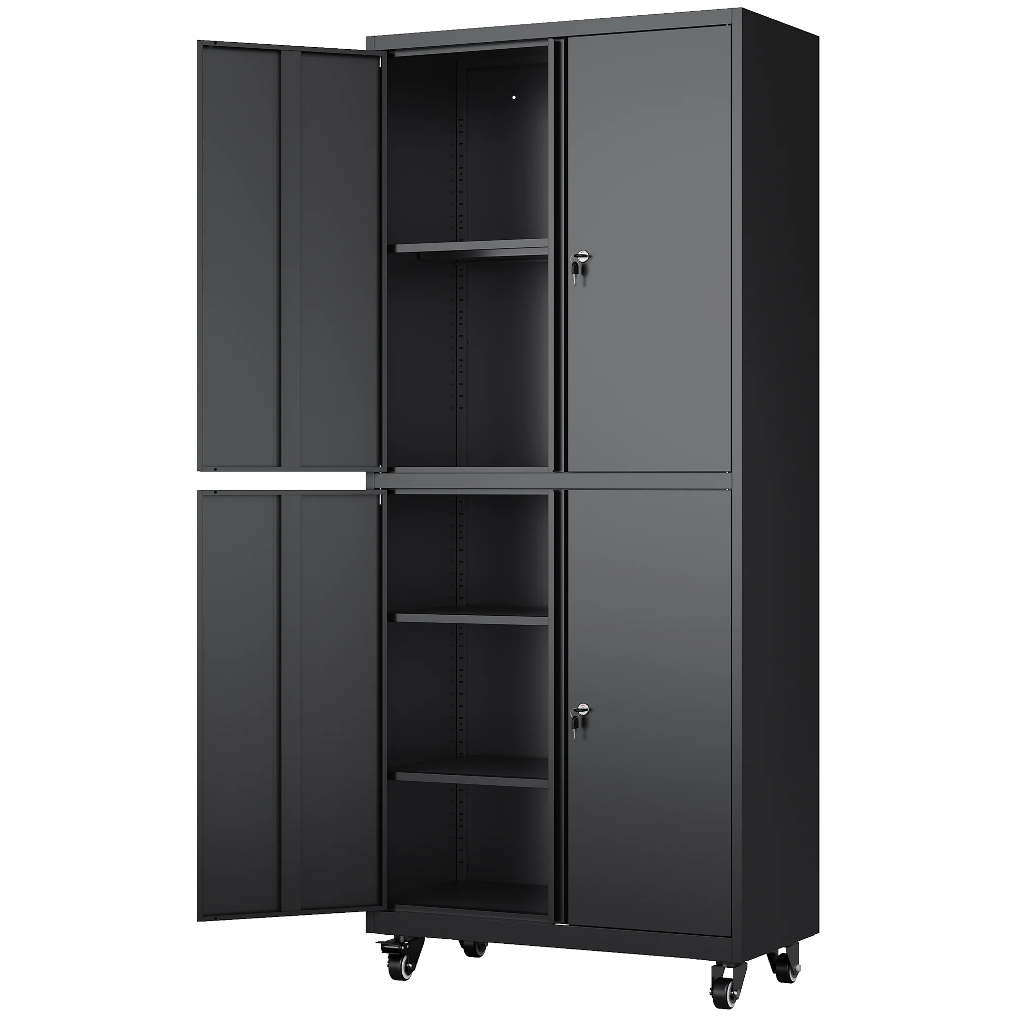 AUHUP 73" Rolling Garage Storage Cabinets with 3 Adjustable Shelves, Metal Storage Cabinet with Wheels, Black Gray Tool Cabinet for Garage,Home,Warehouse,Workshop - Image 26