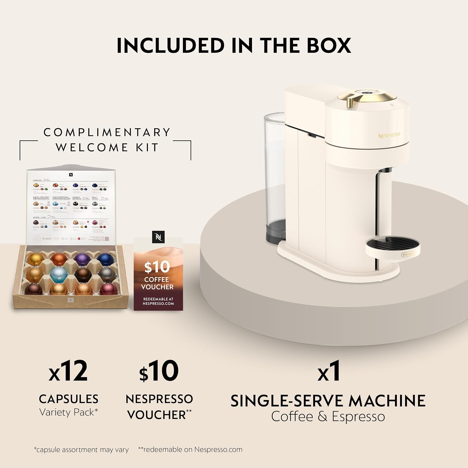 Vertuo Next Coffee and Espresso Maker, Creamy White and Gold - Image 4