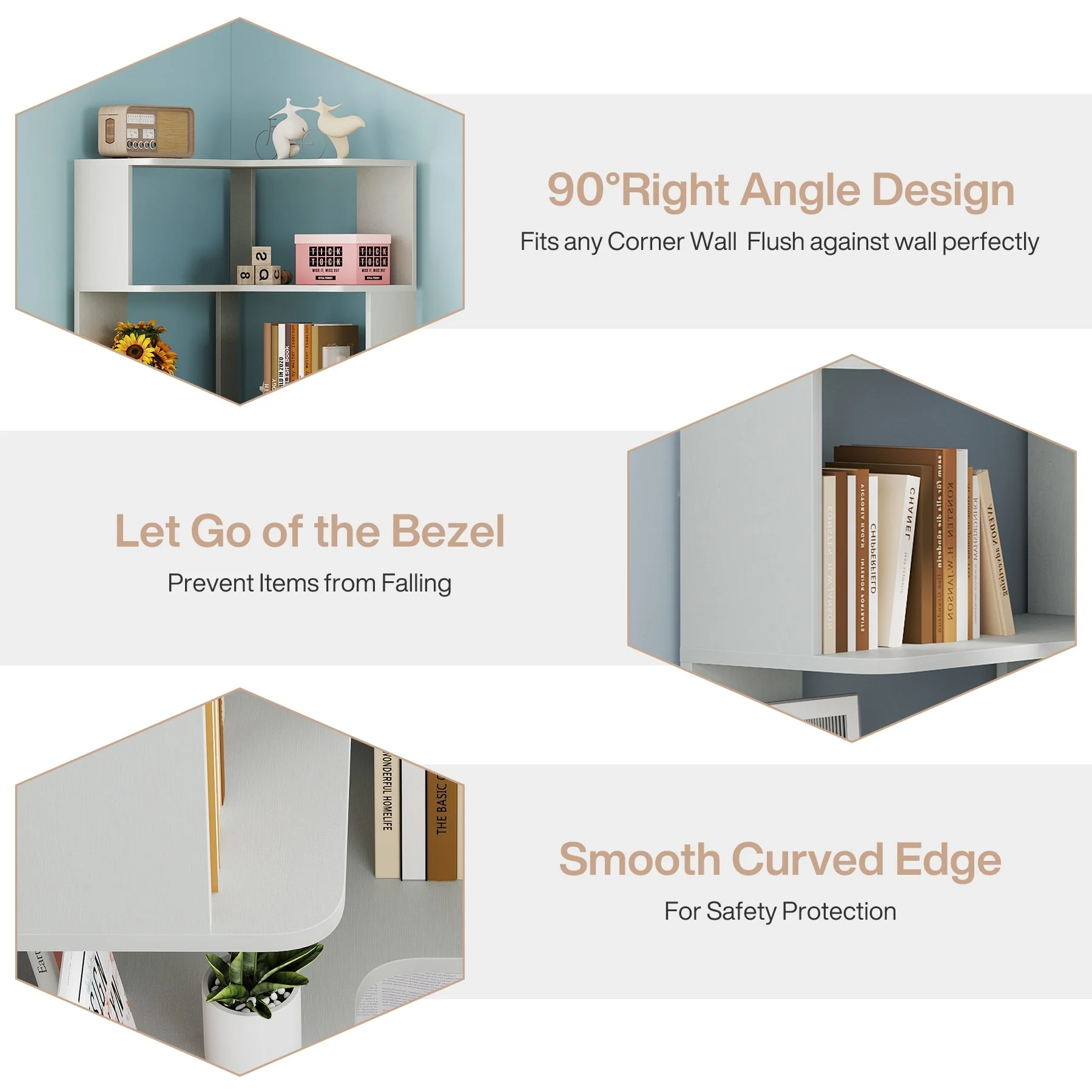 64.9 Inch Tall 6-Tier Corner Bookshelf, Freestanding Wood Industrial Bookcase - Image 33