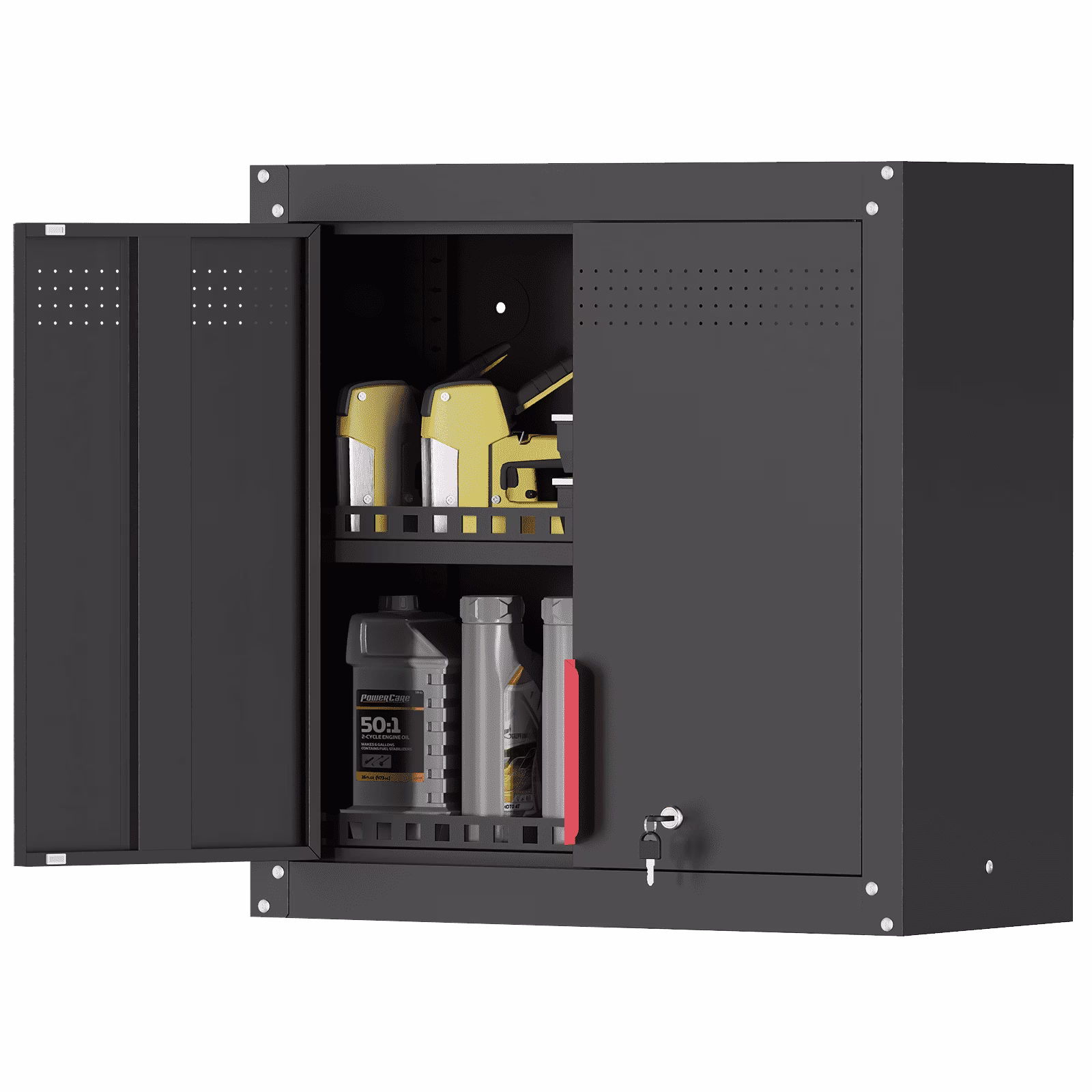 Garage Wall Cabinet, Metal Wall Cabinet with Lockable Doors, 26"  Tall Wall Cabinet with Adjustable Shelf,Garage Storage Cabinets Shelf with Anti-fall Rails for Garage, Storage Room