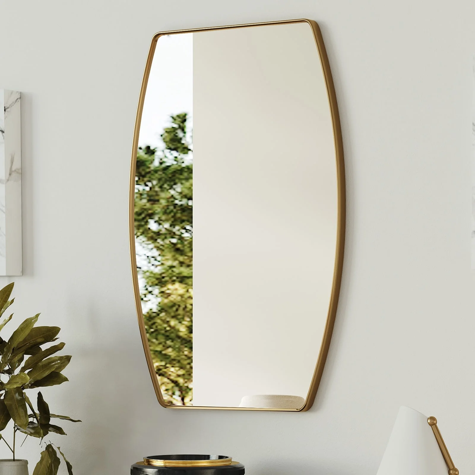 Modern Oblong Metal Wall Mirror, Decorative Elongated Hanging Mirror for Living Room, Bedroom and Entryway - Image 3