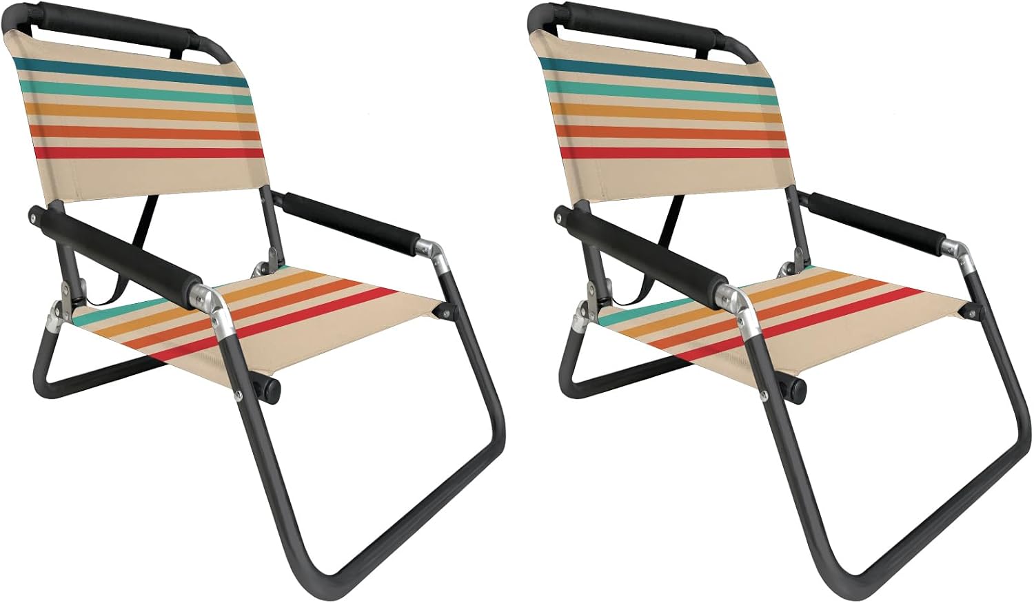 Lightweight Portable Foldable Recliner Beach Chairs, with Slip Pockets and Shoulder Strap, 2 Pack, Black, XL - Image 24