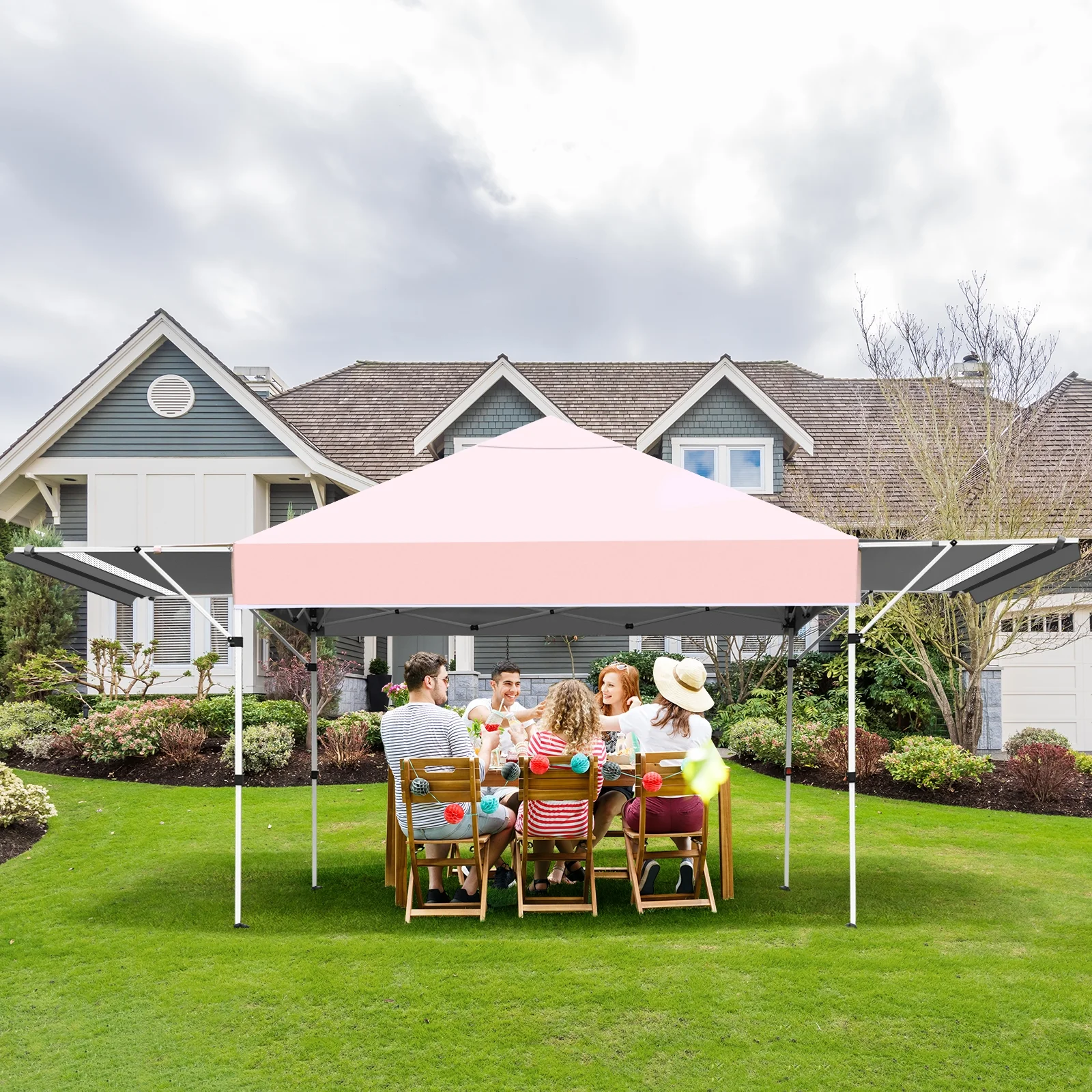 Patiojoy 10x17ft Pop up Canopy 3 Height Adjustment Folding Tent with Roller Bag White - Image 23