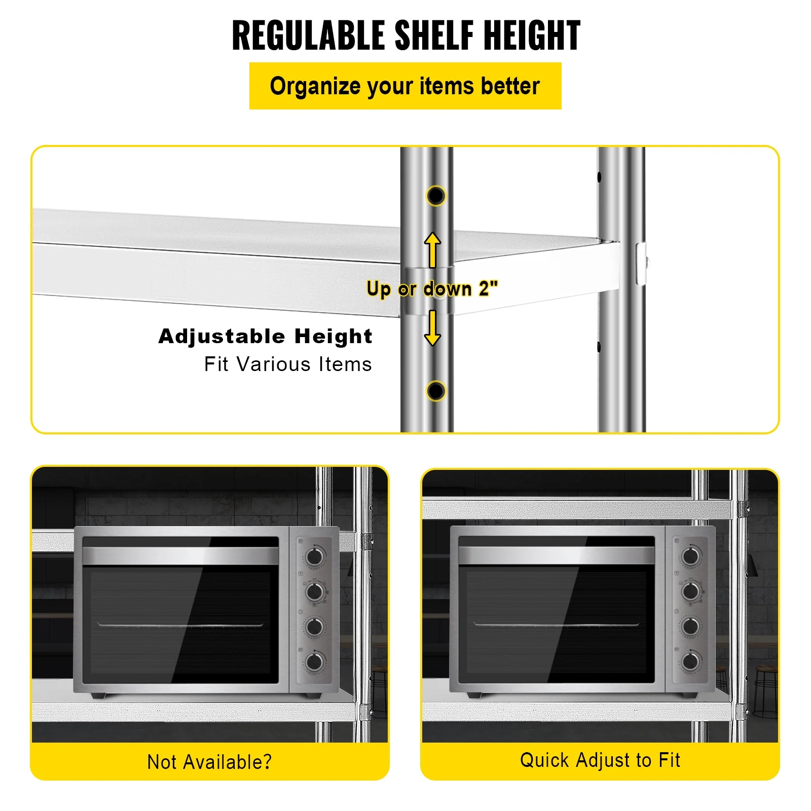 KFFKFF Storage Rack, Quad-Level Metal Shelves, Organizational Shelf Unit, Dimensions 70.9 x 17.7 x 59.1 Inches, Robust Storage Rack Shelving, Total Load Capacity 1320 Lbs, Height Modifiable - Image 2