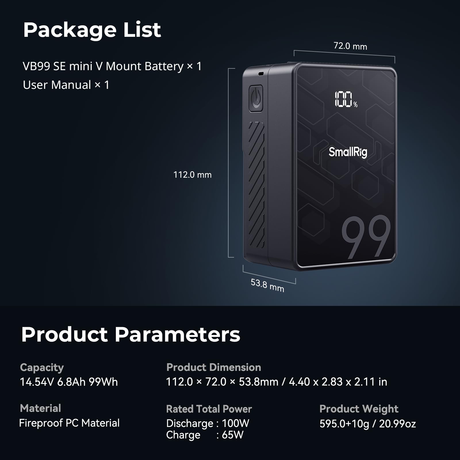 99Wh 6800mAh V Mount Battery, Rechargeable Professional Camera Battery for Video and Photography - Image 7