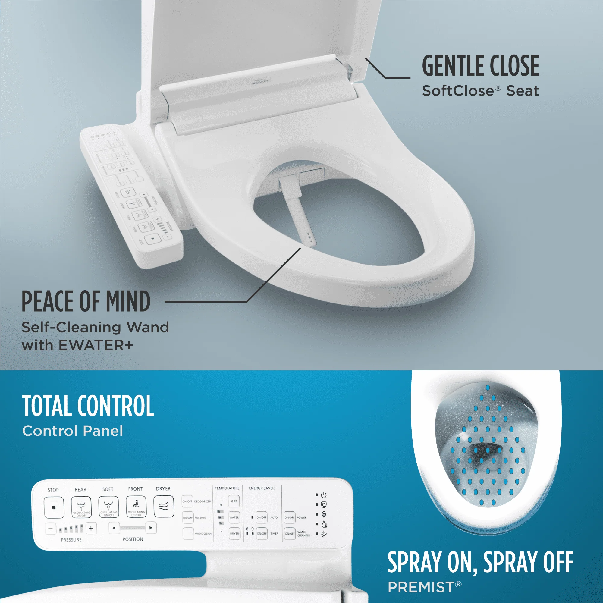 TOTO? WASHLET? C2 Electronic Bidet Toilet Seat with PREMIST and EWATER+ Wand Cleaning, Elongated, Cotton White - SW3074#01 - Image 3