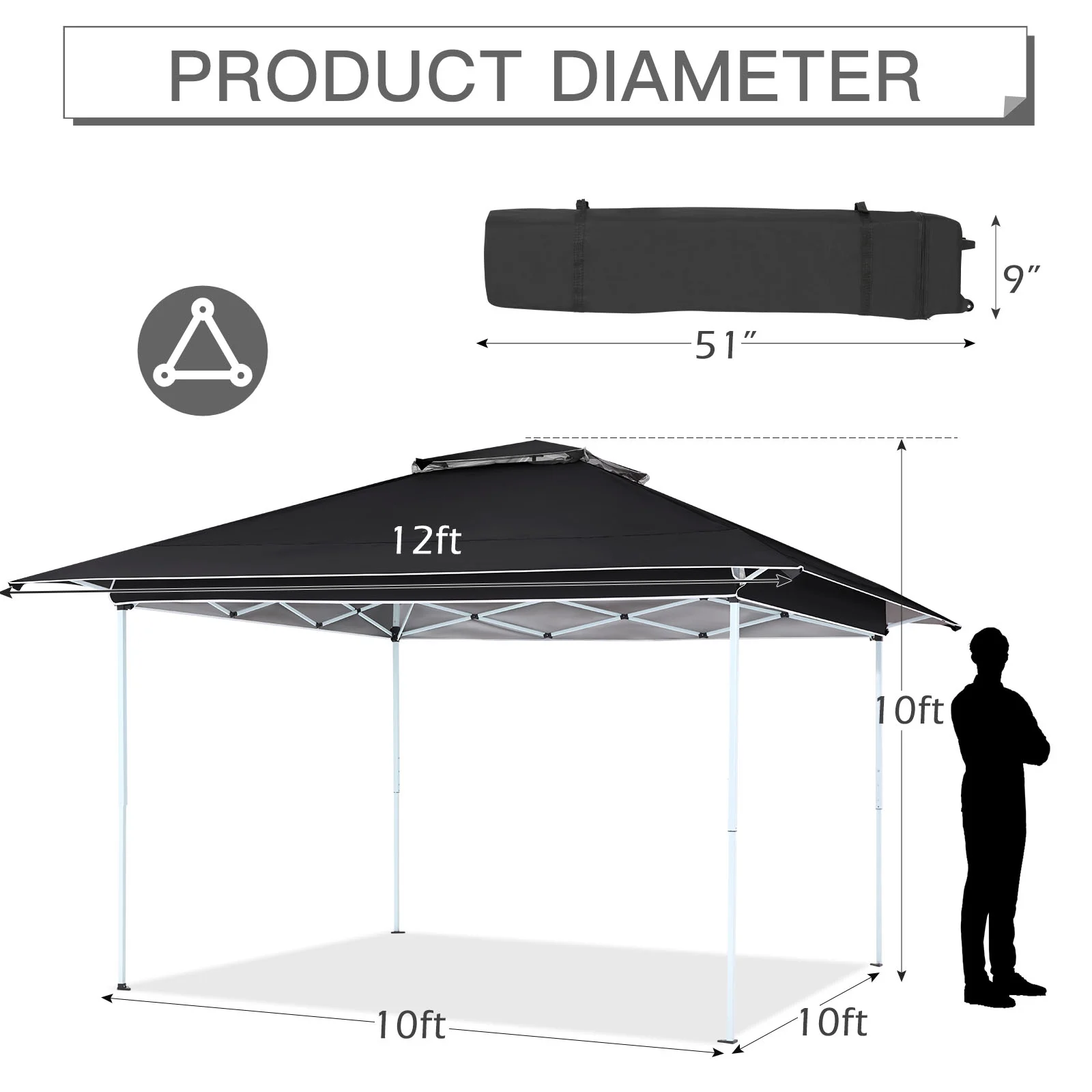 AVAWING 12x12 ft Outdoor Pop-up Canopy Party Tent Easy Setup Patio Wedding Tent, Khaki - Image 75