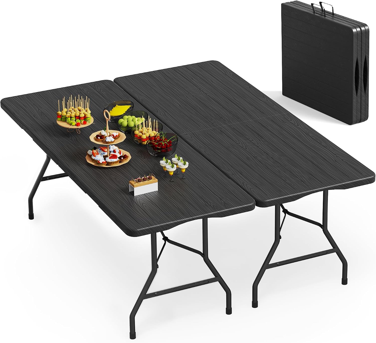 6 Foot Folding Table 2 Pack, 6 FT Foldable Plastic Table, Heavy Duty - Image 4