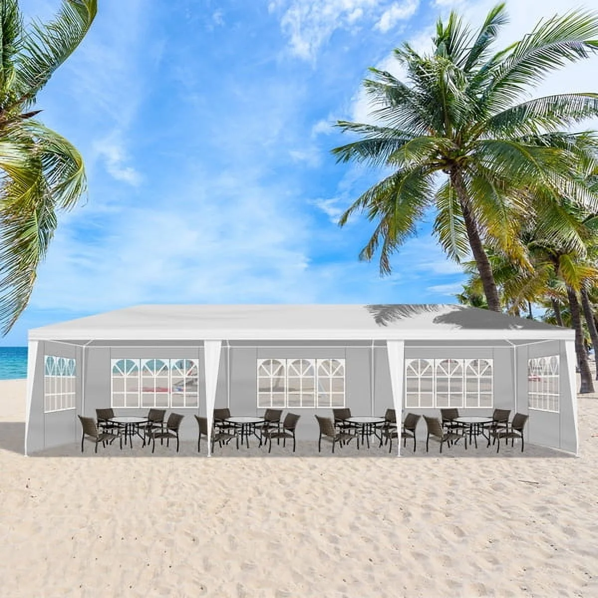 10'x30' Outdoor Party Tent with 8 Removable Sidewalls, Waterproof Canopy Patio Wedding Gazebo, White,white - Image 20