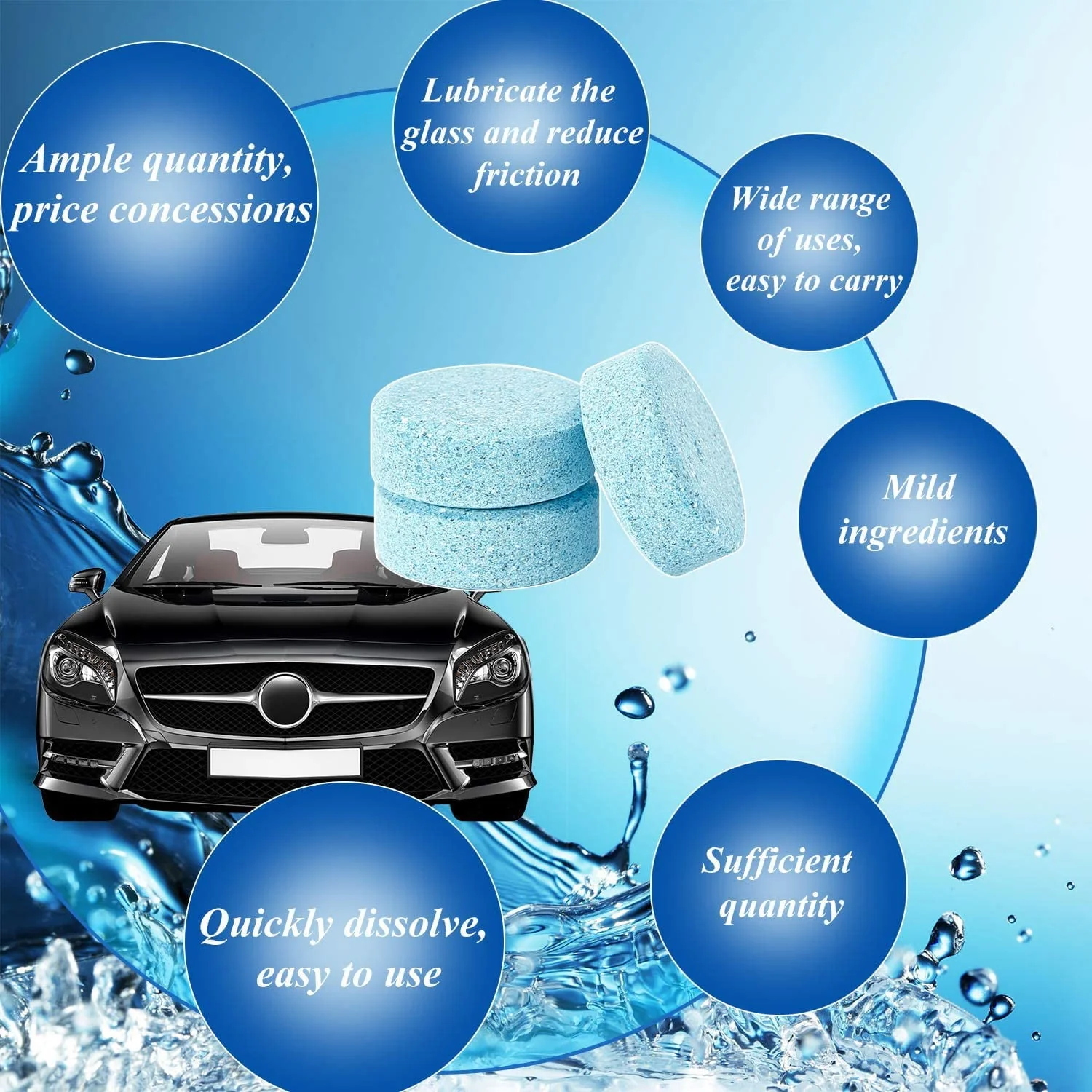 30 Pieces Car Effervescent Washer, Multifunctional Car Windshield Glass Concentrated Clean Washer Tablets, Glass Solid Wiper Cleaning Tablets for Car Kitchen Window - Image 5