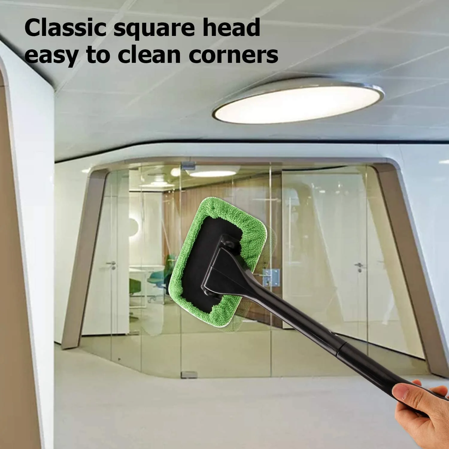 Windshield Cleaner, Microfiber Car Windshield Cleaning Tool and Washable Microfiber Pads and Extendable Handle Auto Inside Glass Wiper Kit - Image 7