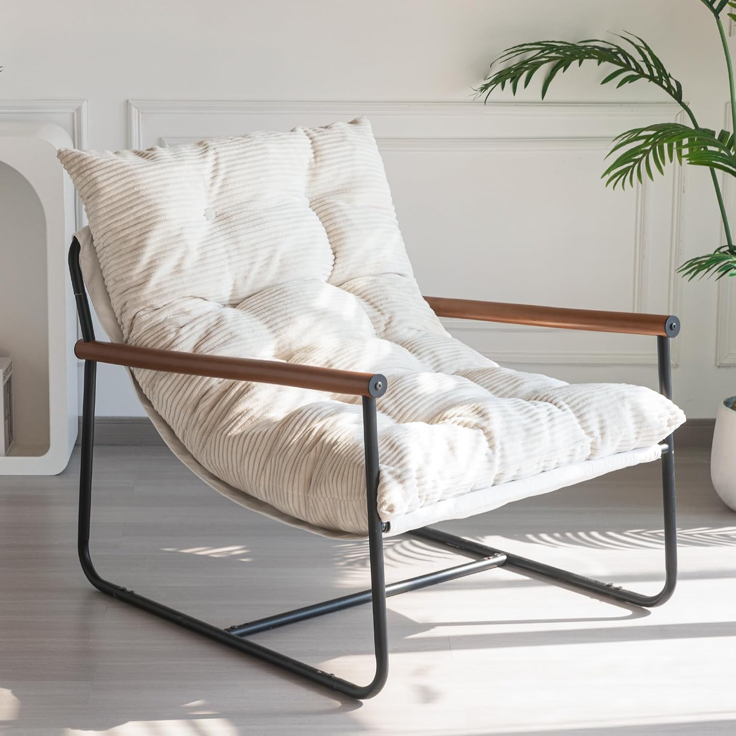 Modern Accent Chair, Comfy Living Room Chair with Metal Frame